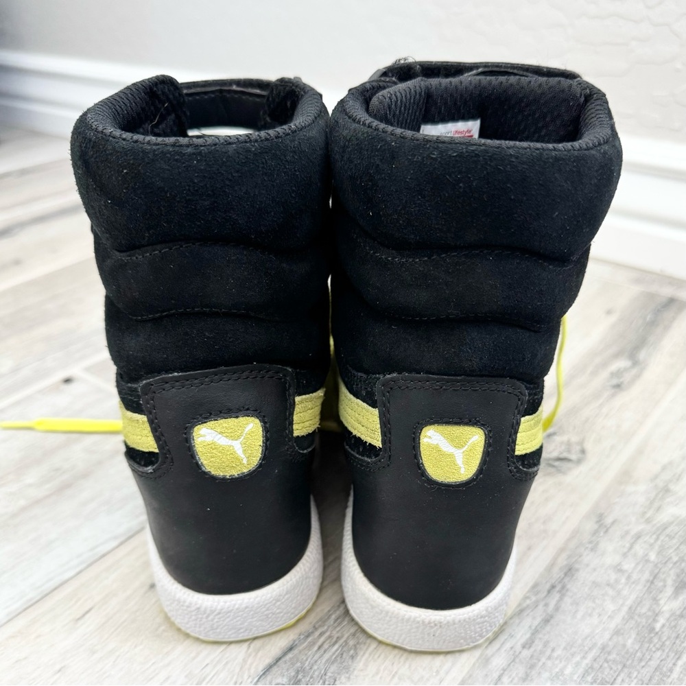 Puma Black Yellow Contact Sky High Top Lace Up Wedge Sneakers - Picture 4 of 9